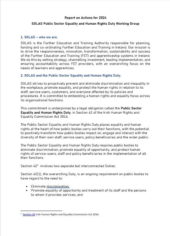 Public Sector Duty Working Group Report on Actions 2024